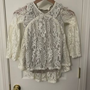 Joyfolie cream lace shirt